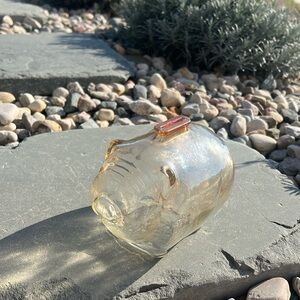 Vintage Piggy Bank, Anchor Hocking Piggy Bank, yellow iridescent